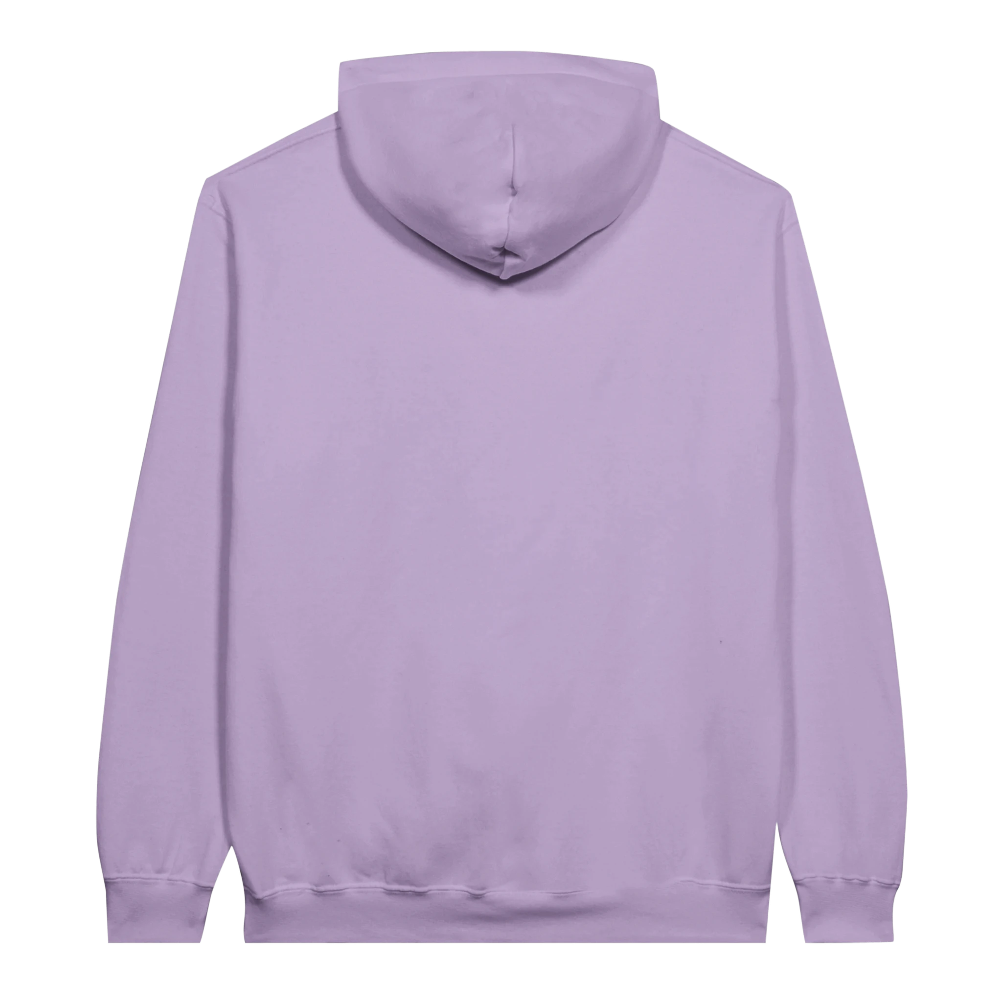 classic pullover hoodie gildan 18500 heavy blend - heather lilac/soft cotton-poly blend, double-lined hood with drawstring, front pouch pocket, rib cuffs waistband, air jet yarn for reduced pilling