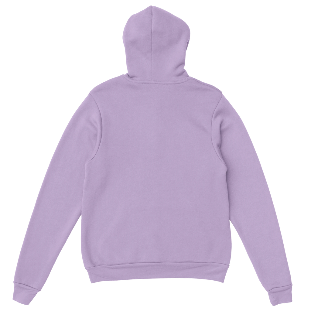 classic pullover hoodie gildan 18500 heavy blend lavender back view with front pocket and double-lined hood