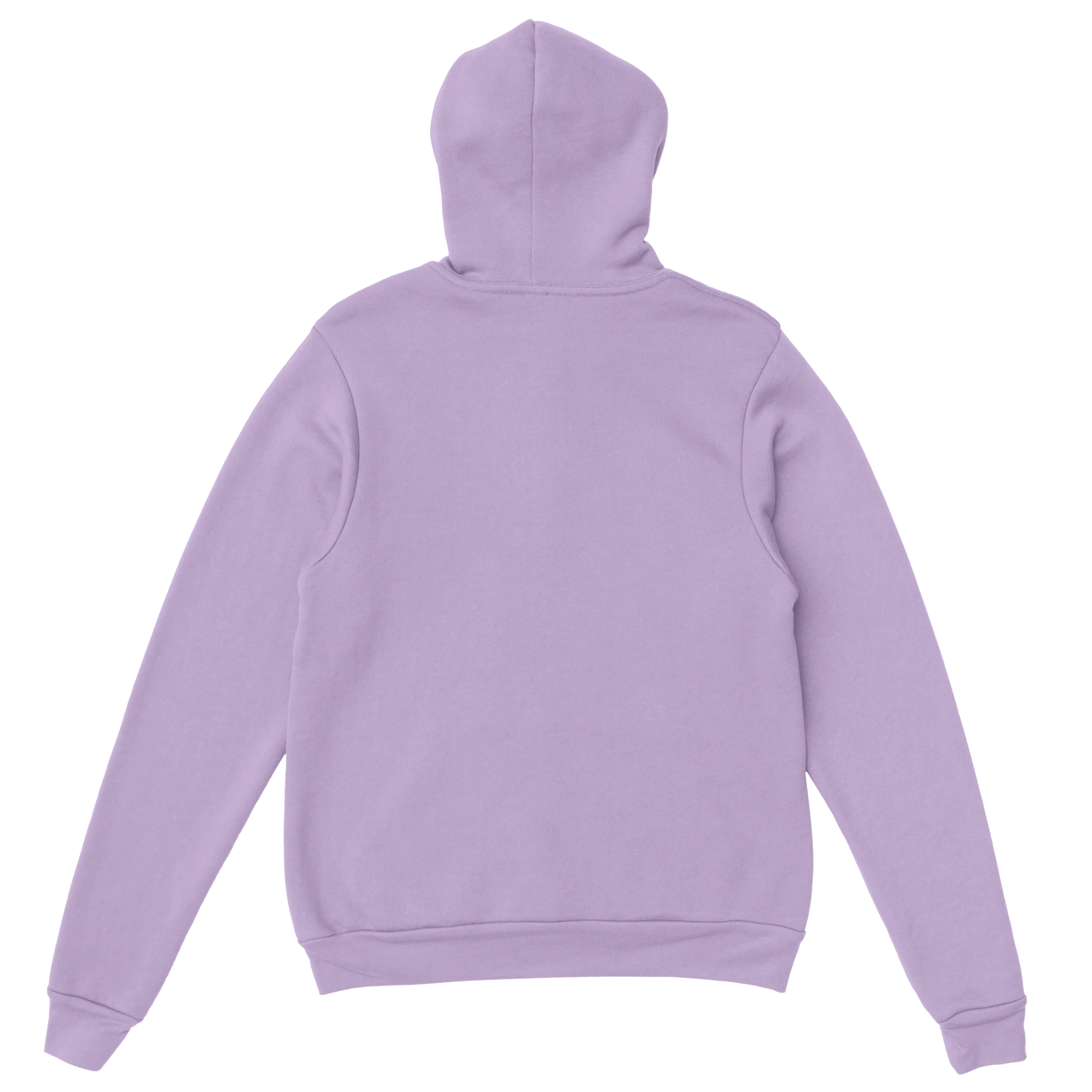 classic pullover hoodie gildan 18500 heavy blend lavender back view with front pocket and double-lined hood